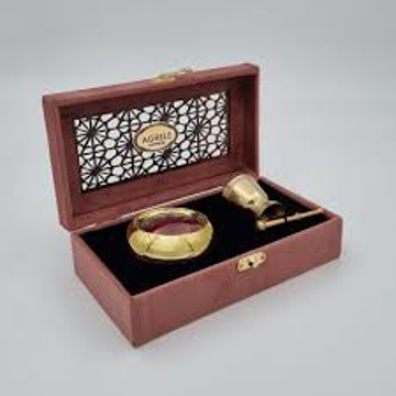 "شهرزاد3 جعبه کادویی مخمل با زعفران سوپر نگین اتویی 3 گرم خاتم و هاون "