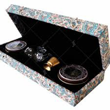 نگین3 جعبه کادویی ترمه  با زعفران سوپر نگین اتویی 3 گرم خاتم تک