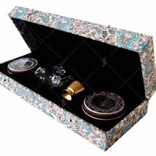  دینا جعبه کادویی ترمه با 3گرم زعفران خاتم و هاون 